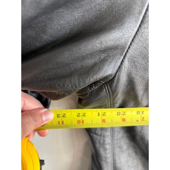 111 State Mens Long Sleeve Reversible Leather Wool Long Jacket Black Sz M/L - Picture 5 of 10